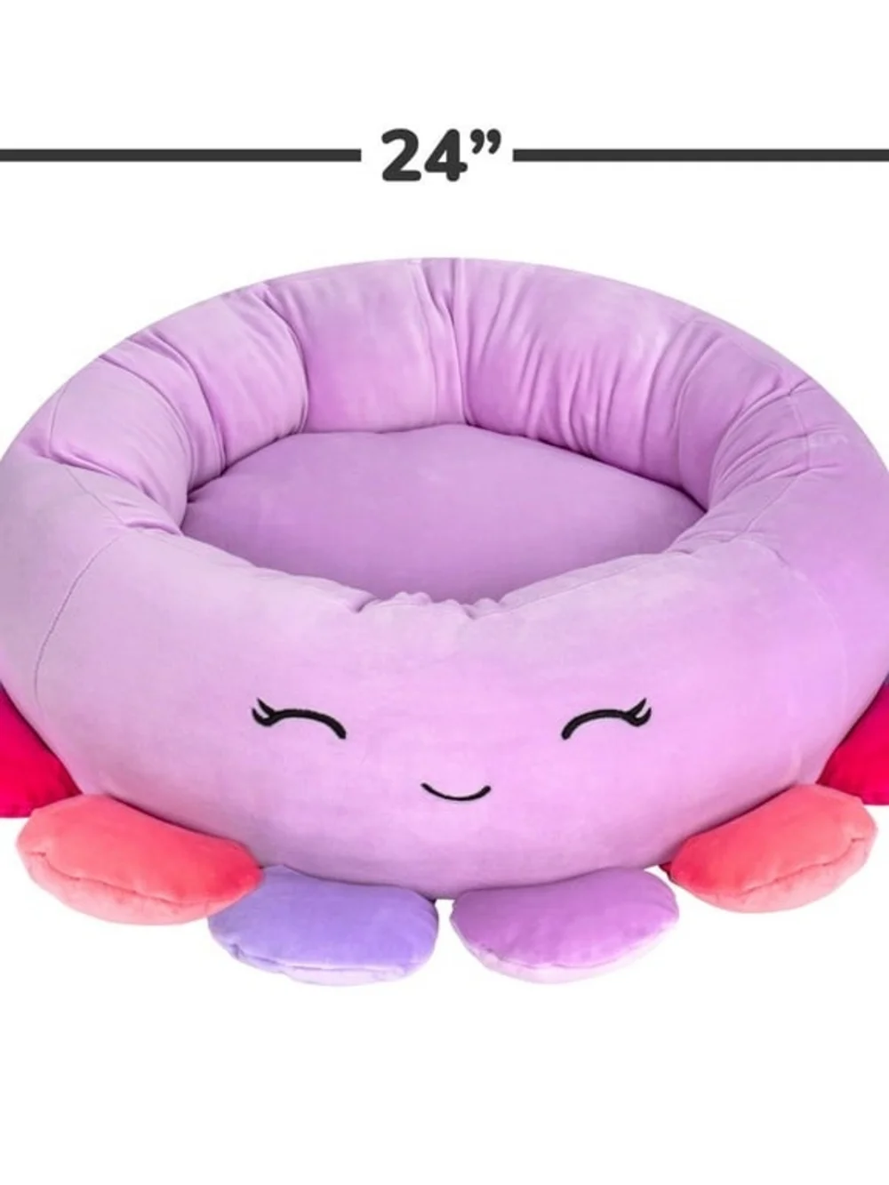 Squishmallows Purple Octopus Dog Bed - Soft Cozy 24